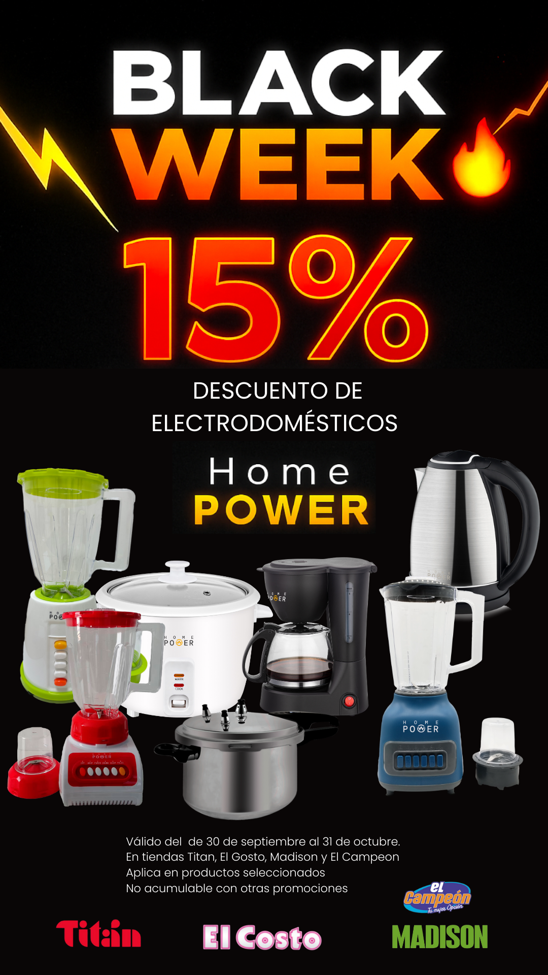 Black Week 2024 - 15% descuento en electrodomésticos Home Power